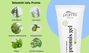 Naturalne składniki jak eukaliptus, mięta i bergamotka pomagają jak mieć świeży oddech. Promis gel.