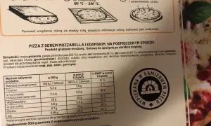 Instrukcja: piec pizzę w 200 stopniach przez 10 minut, aż ser się roztopi. Smacznego!