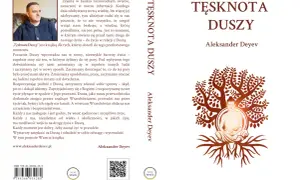 Mężczyzna w swetrze siedzi na krześle, obok tytuł książki "Tęsknota Duszy". Czy dusza tęskni za nowym życiem?