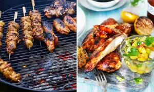 Grillspett och kycklingfilé med mangosalsa, ett perfekt grillat recept för sommaren.