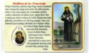 Prosta modlitwa św. Franciszka z Asyżu, ukazująca świętego z gołębiami.