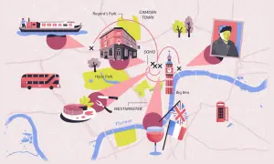 Entdecke, was tun in London: Bootsfahrt auf der Themse, rote Doppeldeckerbusse, Hyde Park, Westminster, Big Ben, Soho, Camden Town & Kunst.