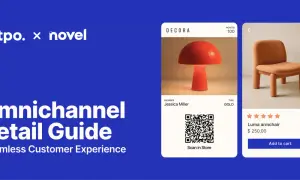 Yotpo i Novel prezentują przewodnik po handlu omnichannel, który zapewnia płynne doświadczenie klienta. Widoczna lampa i fotel.
