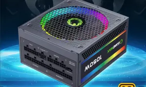 MOSOL 1050W Netzteil mit 80 Plus Bronze Zertifizierung und RGB-Lüfter. Ideal für leistungsstarke Gaming-PCs.