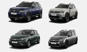 Cztery modele Dacia: Bigster, Duster, Sandero i Jogger. Wyobraź sobie, że każdy z nich to dacia hybryda, gotowa na ekologiczną podróż.