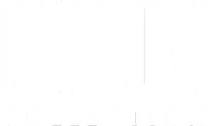 Hilke Collection. Vita bokstäver på svart bakgrund.