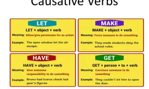 Verbos causativos: LET (permitir), MAKE (obligar), HAVE (asignar responsabilidad) y GET (convencer).