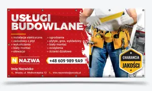 Profesjonalna reklama firmy budowlanej oferującej szeroki zakres usług: od instalacji elektrycznych po biały montaż i elewacje. Gwarancja jakości.
