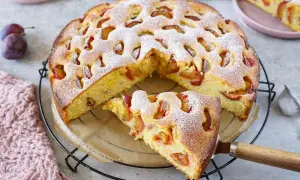 Saftiger Pflaumenkuchen, perfekt für die Backzeit. Die richtige Temperatur sorgt für goldbraune Kruste und zarte Früchte.