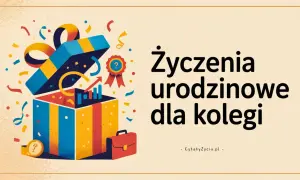 Otwarty prezent z konfetti, wykresami i dyplomem. Idealne wierszyki z życzeniami dla kolegi na urodziny.
