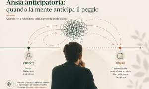 Uomo pensieroso, con la mente confusa che vola verso il futuro. Imparare a riportare la mente nel presente è un rimedio per l'ansia anticipatoria.