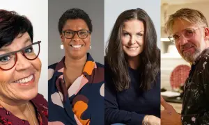 Fyra porträtt av personer som kan vara med i en ny serie på SVT.