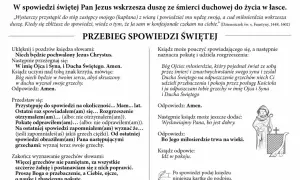 Kartka do spowiedzi z modlitwami i wskazówkami, jak przystąpić do sakramentu.