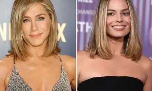 Jennifer Aniston i Margot Robbie prezentują stylową fryzurę na imprezę włosy do ramion.
