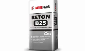 Worek z suchą mieszanką betonową B25 marki Imprefarb, o wadze 25kg.