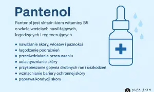 Panthenol co to? Witamina B5 o działaniu nawilżającym, łagodzącym i regenerującym skórę, włosy i paznokcie.