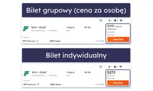 Tanie loty z Kiwi.com: grupowe za $319/os. i indywidualne za $273. Loty z Seattle do Miami z 1 przesiadką.