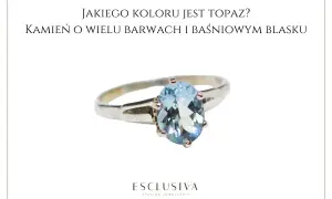 Srebrny pierścionek z owalnym, błękitnym topazem. Ten piękny kamień, często kojarzony ze znakiem zodiaku, zachwyca baśniowym blaskiem.