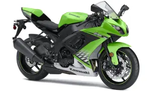 Zielony motocykl sportowy Kawasaki ZX10R 2006 z czarnymi akcentami i napisem Ninja.