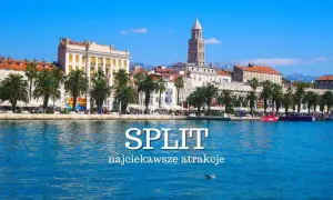 Widok na wybrzeże Split miasto z palmami i zabytkową architekturą. Woda lśni w słońcu, zapraszając do odkrywania najciekawszych atrakcji.