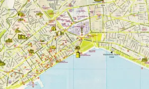Mapa Salonik z zaznaczonymi atrakcjami: Biała Wieża, Muzeum Archeologiczne, Plac Arystotelesa.
