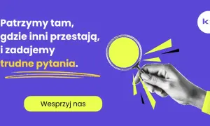Dłoń z lupą szuka odpowiedzi, odkrywając nową wartość. "Patrzymy tam, gdzie inni przestają, i zadajemy trudne pytania.