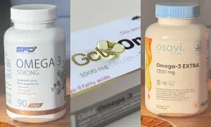 Trzy suplementy diety z kwasami omega-3: SFD Omega 3 Strong, Gold Omega 3 i Osavi Omega-3 EXTRA.