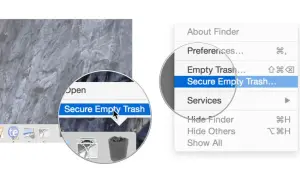 Jak znaleźć kosz w komputerze? Kliknij "Secure Empty Trash" w menu Finder, aby bezpiecznie usunąć pliki.