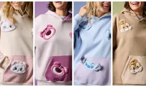 Cztery bluzy z postaciami z bajek Disneya: kotek, miś, Stich i Chip.