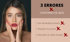 Una mujer con maquillaje resalta los errores comunes al usar contorno de ojos, para que sirve el contorno de ojos y cómo evitarlo.