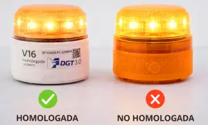Dos balizas V16, una homologada con sello DGT y otra no. Elige las mejores balizas V16 seguras.