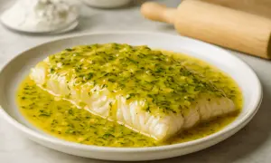 Filet ryby w aromatycznym sosie cytrynowym z ziołami. Idealny sos cytrynowy do ryby, który podkreśla jej smak.