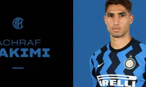 Achraf Hakimi w koszulce Interu Mediolan. Jego obecne drużyny to Inter i reprezentacja Maroka.