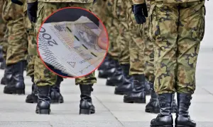 Żołnierze w mundurach, w tle stos banknotów 200 zł. Czy to zapowiedź podwyżki dla wojska w 2026 roku?
