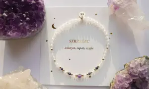 Bransoletka z ametystem, topazem i szafirem dla Strzelca. Kamienie te wspierają jego cechy.