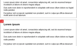 Dwa bloki tekstu "Lorem ipsum" z widoczną różnicą w **interlinii** między akapitami.