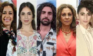 Los hijos de Lola Flores: Lolita, Antonio y Rosario, junto a Elena Furiase y Alba Flores.