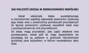 Jak oblicza się udział w nieruchomości wspólnej zgodnie z prawem?