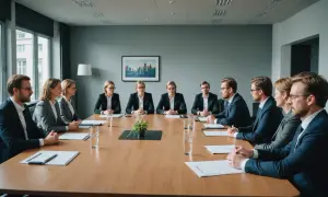 Geschäftsleute im Meeting. PARTG MBB Vorteile und Nachteile werden diskutiert.