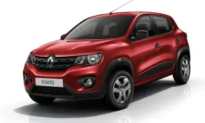 Czerwony Renault Kwid z czarnymi dodatkami, gotowy na miejskie przygody.