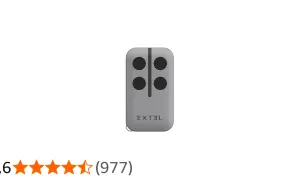 Télécommande extel grise à quatre boutons noirs, idéale pour contrôler votre portail ou garage.