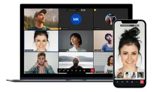 Jitsi Meet cos'è? Una videochiamata di gruppo su laptop e smartphone, con partecipanti da tutto il mondo.