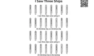 Hej, ha, kolejkę nalej! Nutki na flet dla kolędy "I Saw Three Ships".