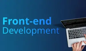 Développement front-end : une personne tape du code sur un ordinateur portable, illustrant l'interaction sur le web.