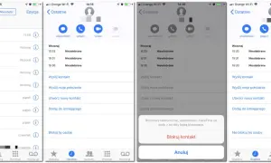 Ekran iPhone'a pokazujący listę ostatnich połączeń, z opcją "Blokuj kontakt", która jest kluczowa, jak zablokować numer.