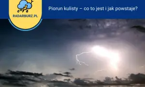 Jasne niebo rozświetla błyskawica, a nad nią chmury z symbolem burzy. Piorun kulisty – zagadka natury.
