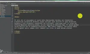 Código HTML con texto de relleno. El `<body>` muestra un ejemplo de cómo se puede usar un salto de línea en HTML para organizar el contenido.