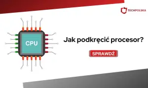 Ilustracja procesora CPU z pytaniem "Jak podkręcić procesor?". Kliknij "Sprawdź", aby dowiedzieć się więcej.