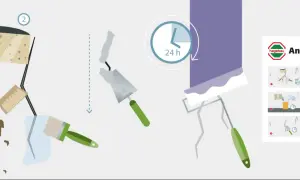 Schritt-für-Schritt-Anleitung zum Rauputz ausbessern: Werkzeuge, Material vorbereiten, auftragen und trocknen lassen.