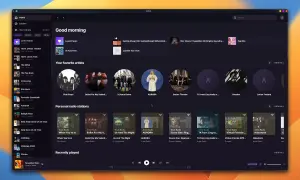 Widok ekranu aplikacji TIDAL z listą playlist, ulubionymi artystami i ostatnio odtwarzanymi utworami.